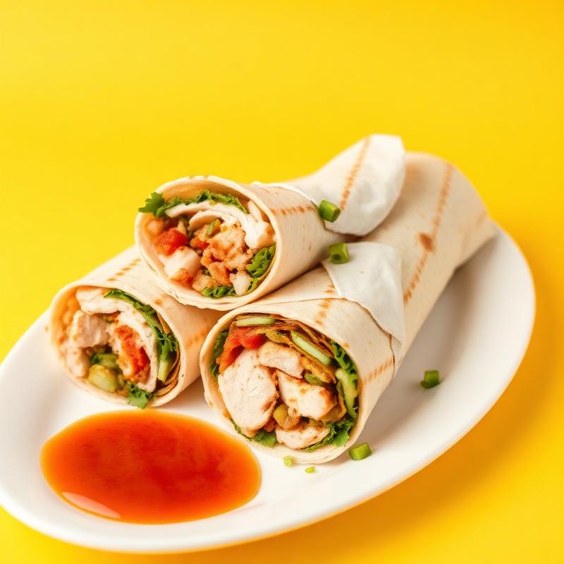 Chicken shawarma wraps on a plate